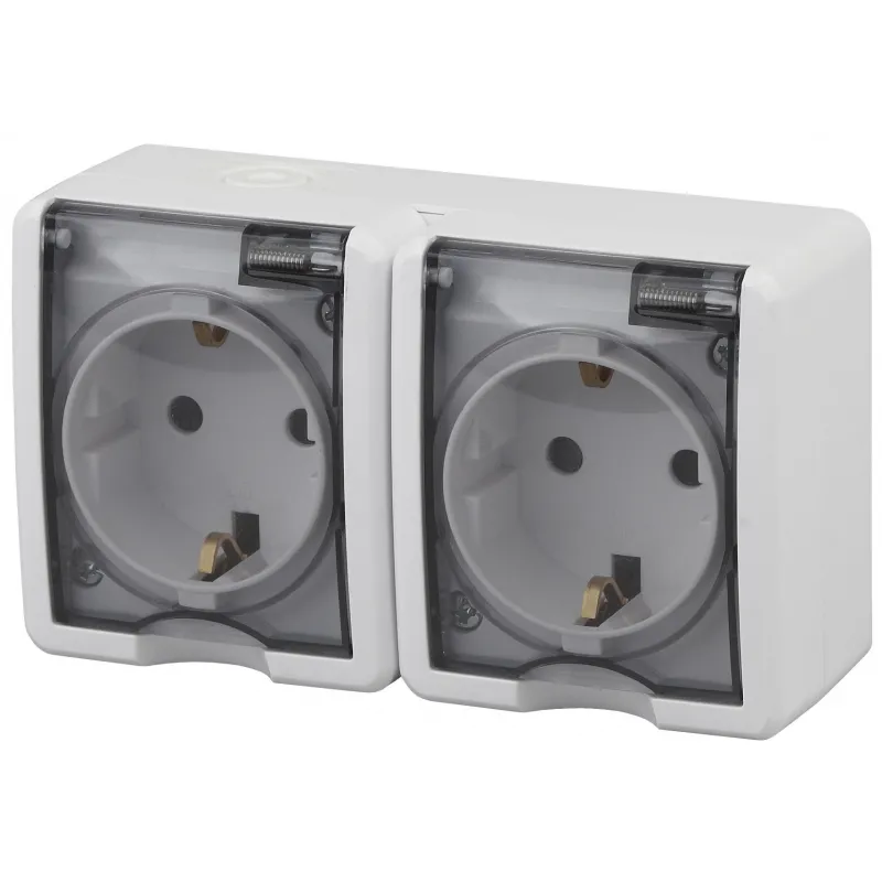 Розетка 2-м ЭРА Эксперт накладн. 16A IP54 с/з с/кр бел 11-2403-01 1483230 Б0020716