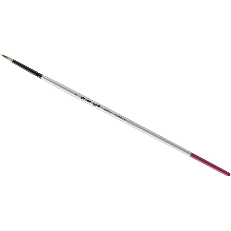 Кисть художественная Комус Арт синтетика средн.жест,кругл.№4,длинная ручка 1857696