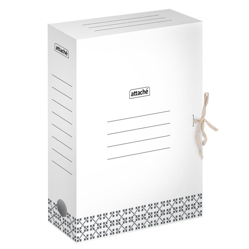 Короб архивный Attache 75мм на завязках серый с узорами 1792163
