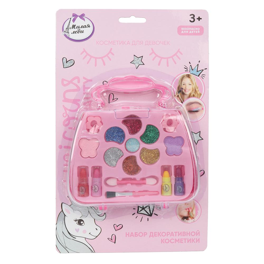 Косметика для девочек: тени для век с блестками, тени для век, помада Милая Леди 70531A-UNI-ML-DM