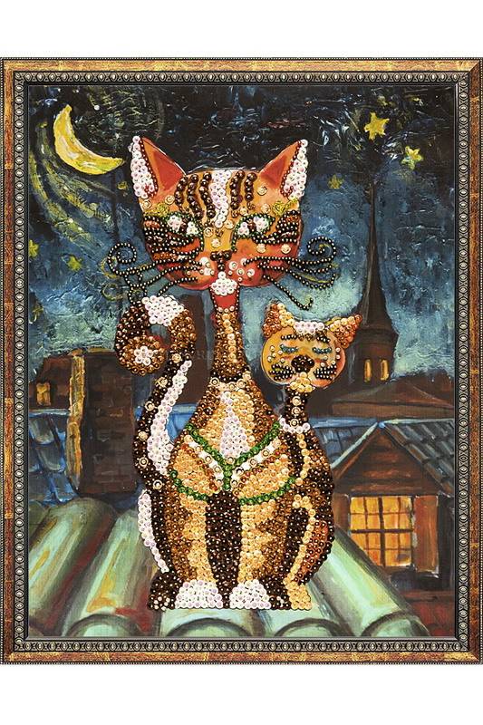 Мозаика из пайеток на холсте "Коты" набор для творчества Волшебная Мастерская МХ-02вм