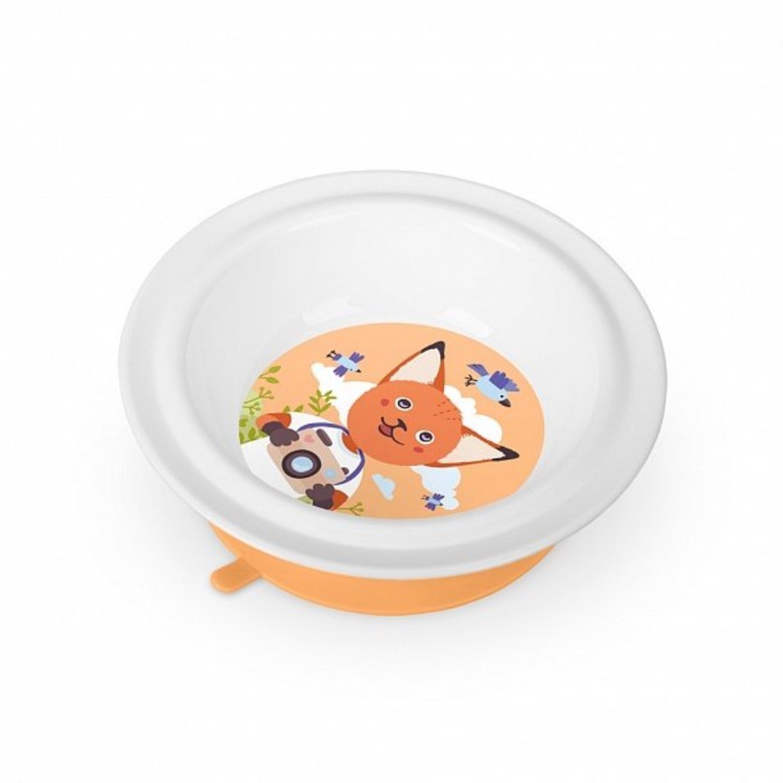 Тарелка глубокая на присоске с оранжевым декором Пластишка 431316016