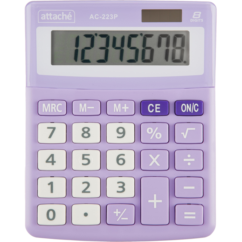 Калькулятор настольный Attache, AС-223P,8р,двойное питание, фиолетовый 1779769