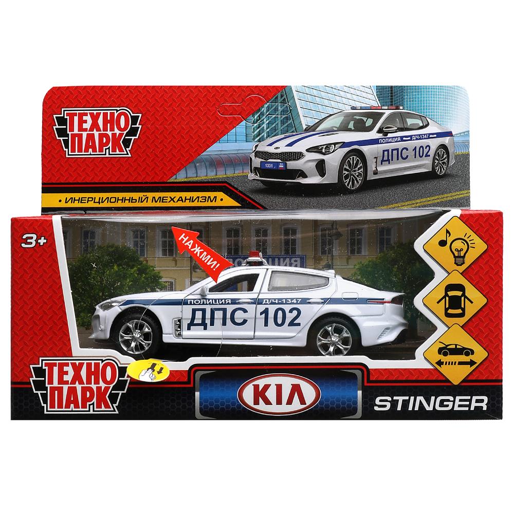 Машина металл свет-звук Киа Стингер Полиция 12 см. белый Технопарк STINGER-12SLPOL-WH