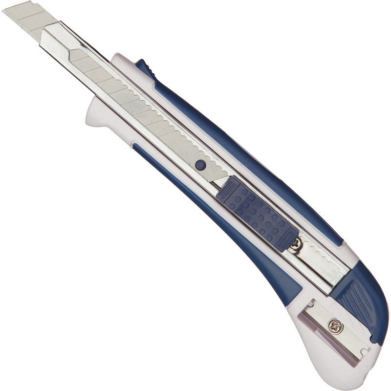Нож канцелярский 9мм Attache Selection  с антискольз. вставками и точилкой 280459