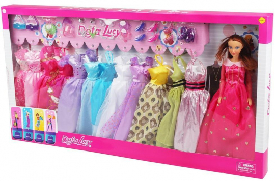 Набор игровой «Модница», в наборе 12 платьев и 12 аксессуаров, кукла DEFA LUCY 8362a