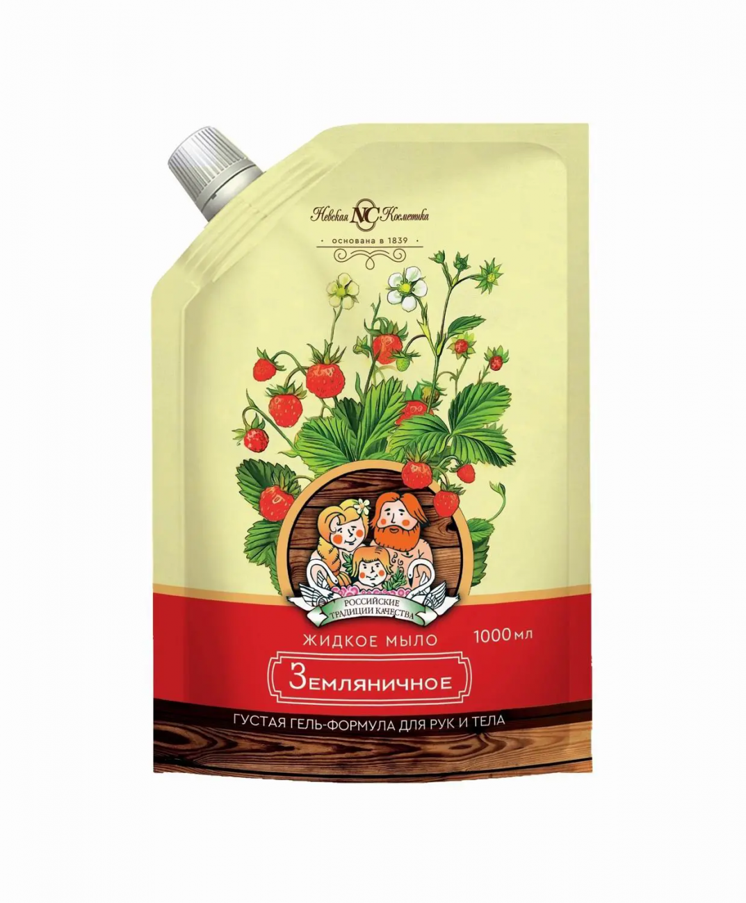 Мыло жидкое Невская Косметика Земляничное 1л Дой-пак 4600697123554