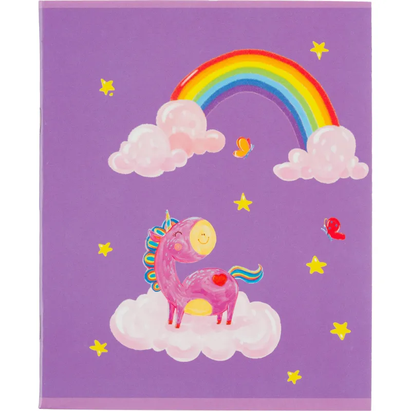 Тетрадь общая А5 48л Волш Единорог фиол,клет,скреп. ВД-лак №1 School 1819936