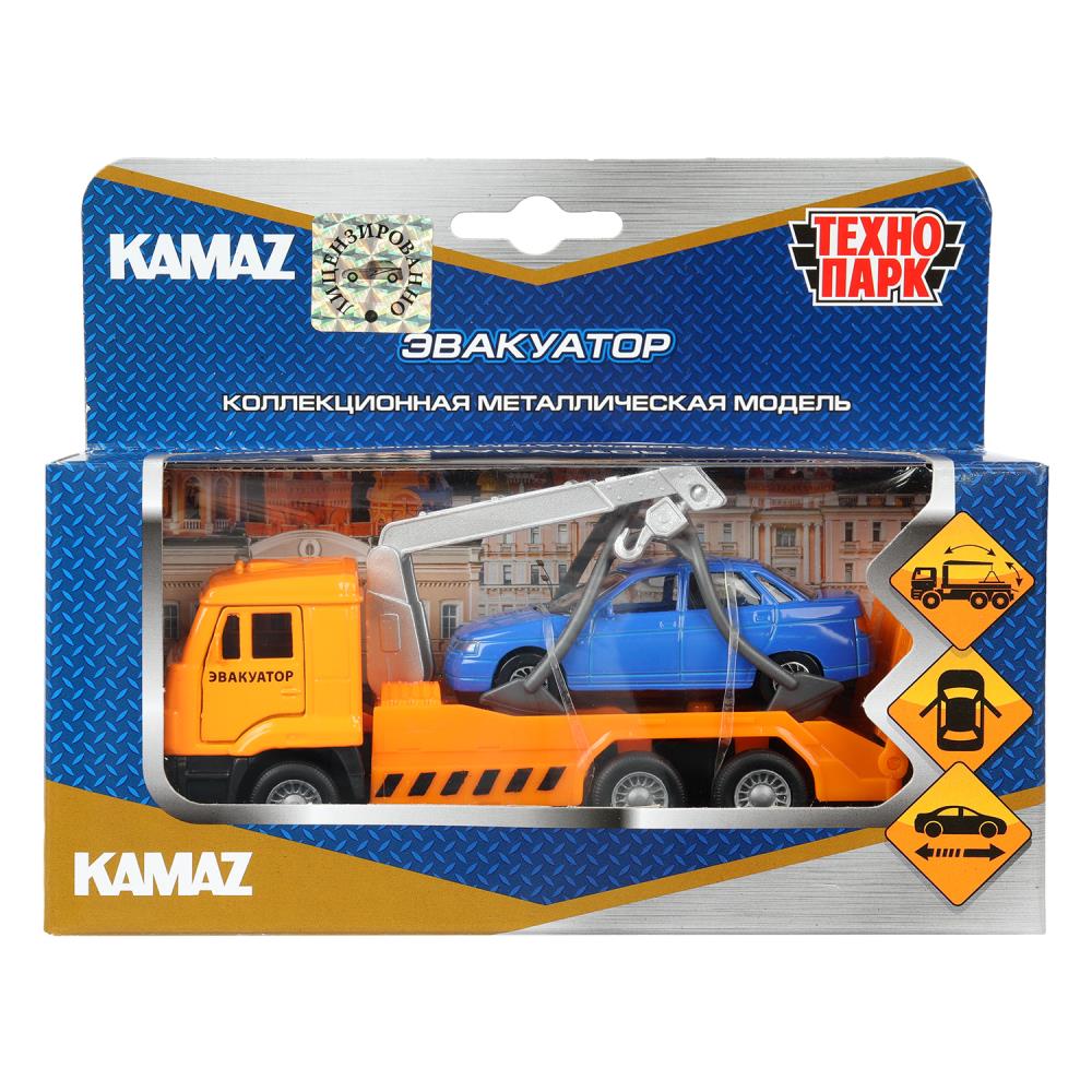 Машина металлическая, Камаз Эвакуатор, 12 см.+ машина 7,5 см. Технопарк SB-16-27-A2-WB (48) (48)