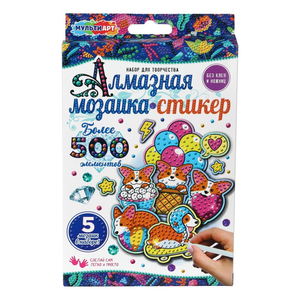 Алмазная мозаика-стикер "Корги" MultiArt STICK-KOR-129533