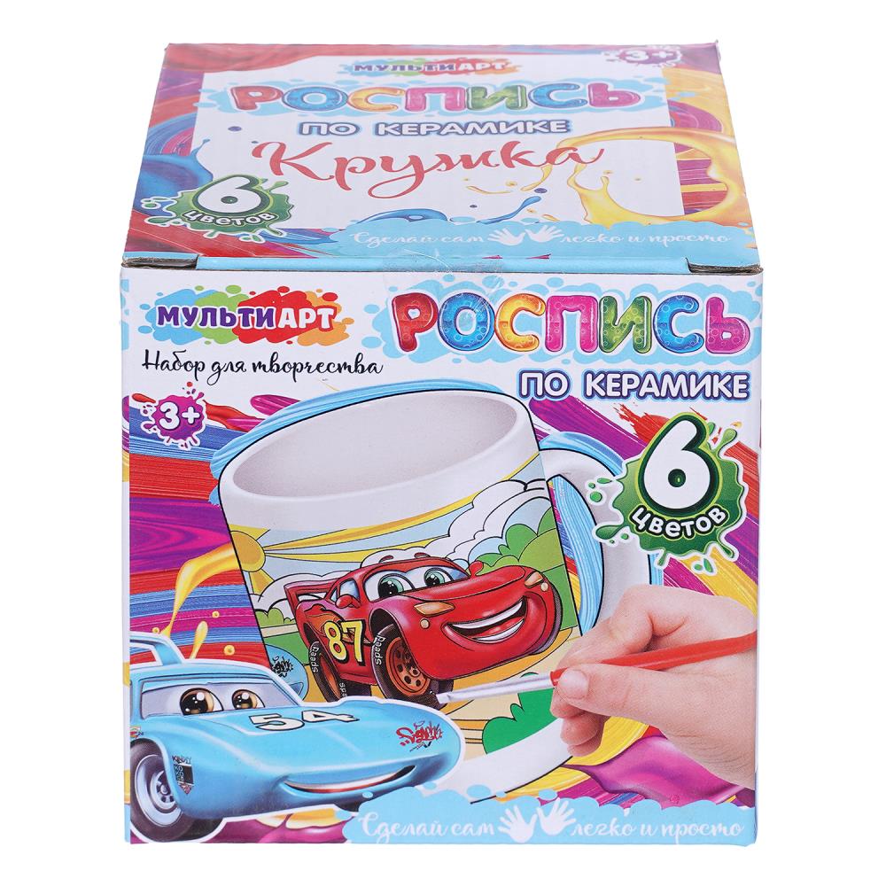 Кружка для росписи, 6 цв. "Гоночные машинки" МультиАрт MUG-TACH (24) (24)