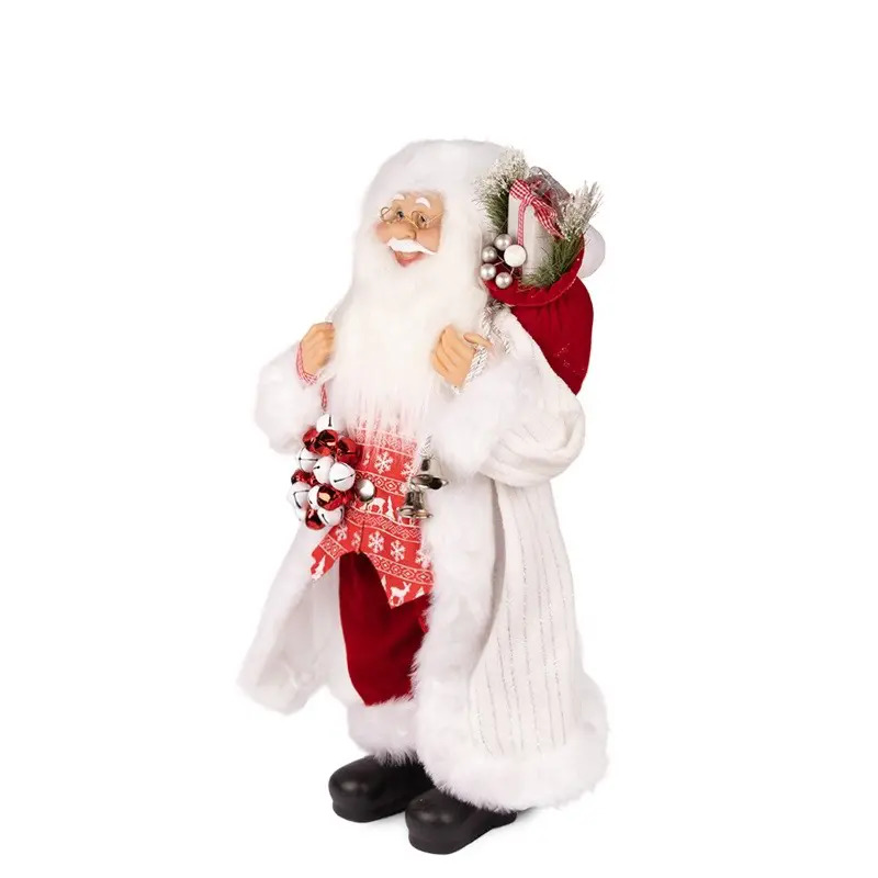 MAXITOYS Дед Мороз в длинной белой шубке 30см MT-150323-2-30