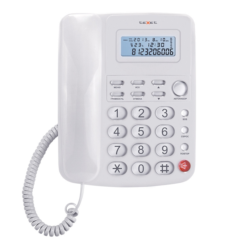 Телефон проводной teXet TX-250 белый 1010089 126241