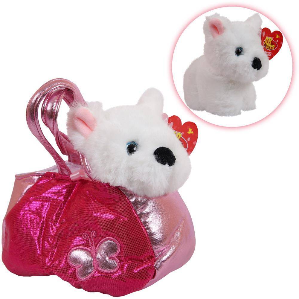 Животное в сумочке "Собачка белая" 16 см, игрушка мягкая ABtoys M5083