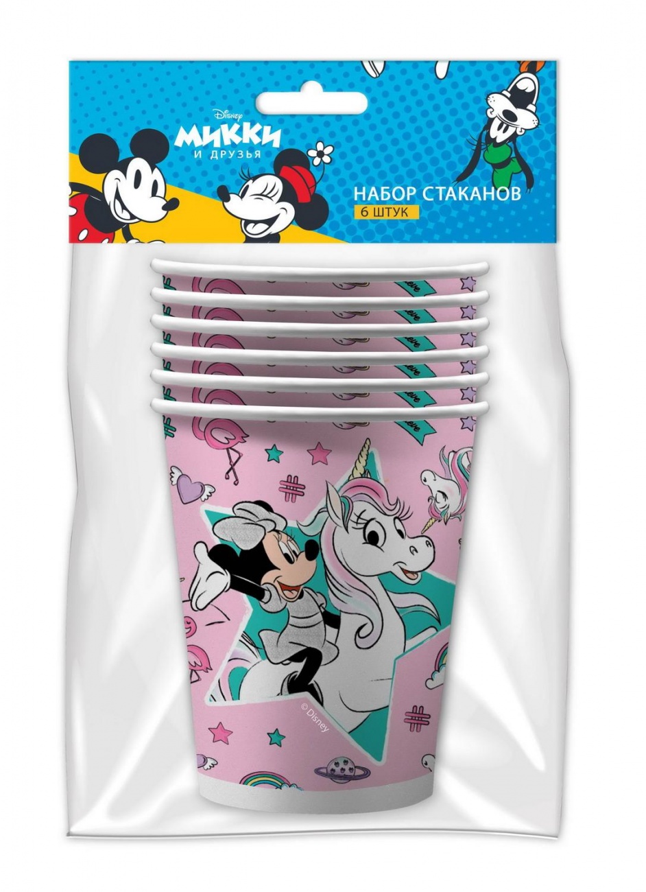 Набор бумажных стаканов ND Play Minnie Mouse, розовые - 3, 250 мл 6 штук 299225