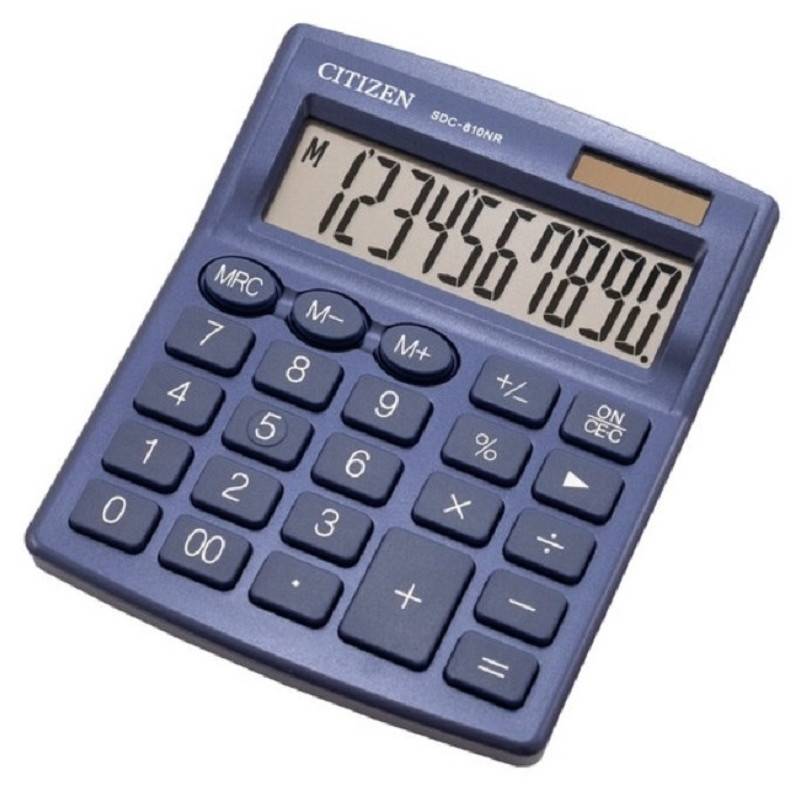 Калькулятор настольный компактный Citizen SDC810NRNVE 10-разрядный синий SDC-810NRNVE 1196354