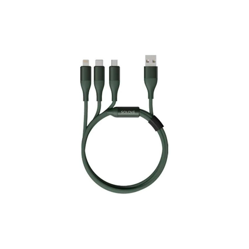 Кабель Lightning - Type-C - Micro USB, 1.2 м, Xiaomi SOLOVE, зел, DW2GreenR 1677642 DW2 Green RUS