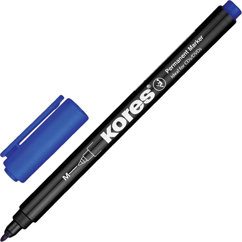 Маркер перманентный Kores синий (толщина линии 1 мм) 282356