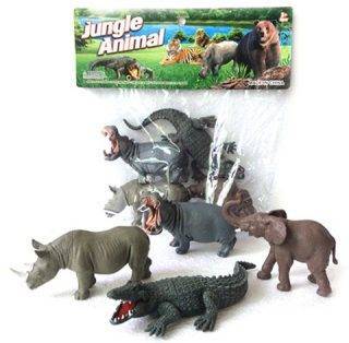 Игровой набор диких животных Jungle animal, 13 см (бегемот, слон, носорог, крокодил) Shantou Gepai Y149-1