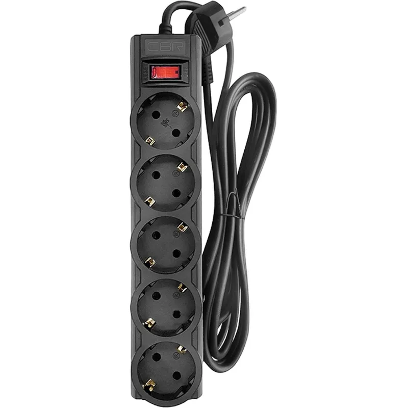 Сетевой фильтр CBR CSF 2505-5.0 Black PC, 5р/5м, цвет черный (пакет) 2107323