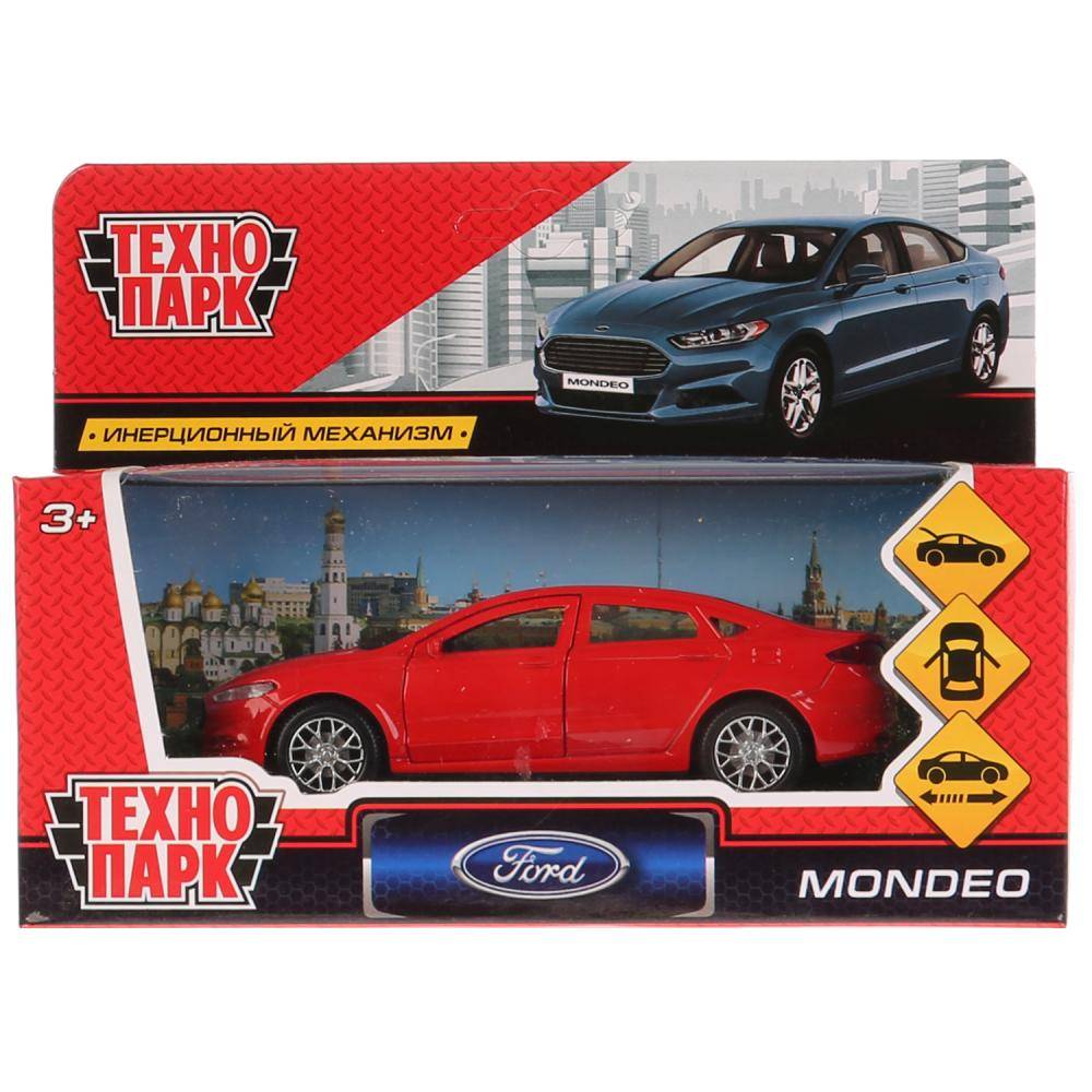 Машина металлическая Ford Mondeo, 12 см, открываются двери/багажник, инерция, красная Технопарк MONDEO-RD