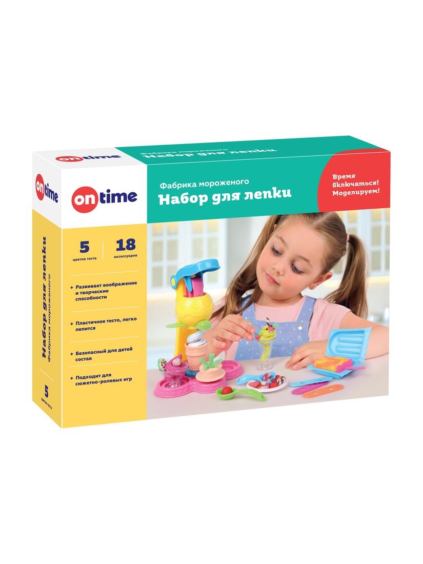 Набор для лепки "Фабрика мороженого", тесто 250 г, аксесс. ON TIME 45149