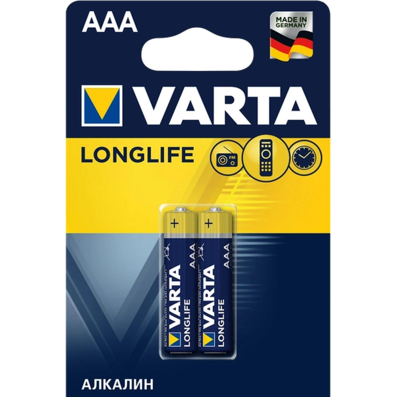 Батарейка Varta LONGLIFE LR03 AAA 2шт/бл Alkaline 1.5V (4103) (04103101412) 1931783