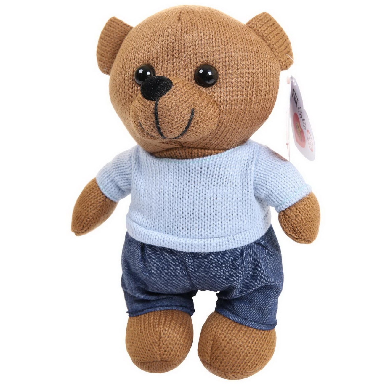 Мягкая игрушка Abtoys Knitted. Мишка мальчик вязаный, 22см в джинсах и свитере M4912