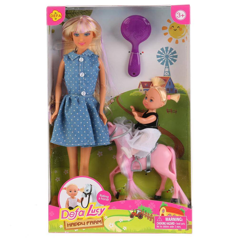 Кукла, с дочкой на лошадке, с аксессуарами (в асс) Defa Lucy 8399