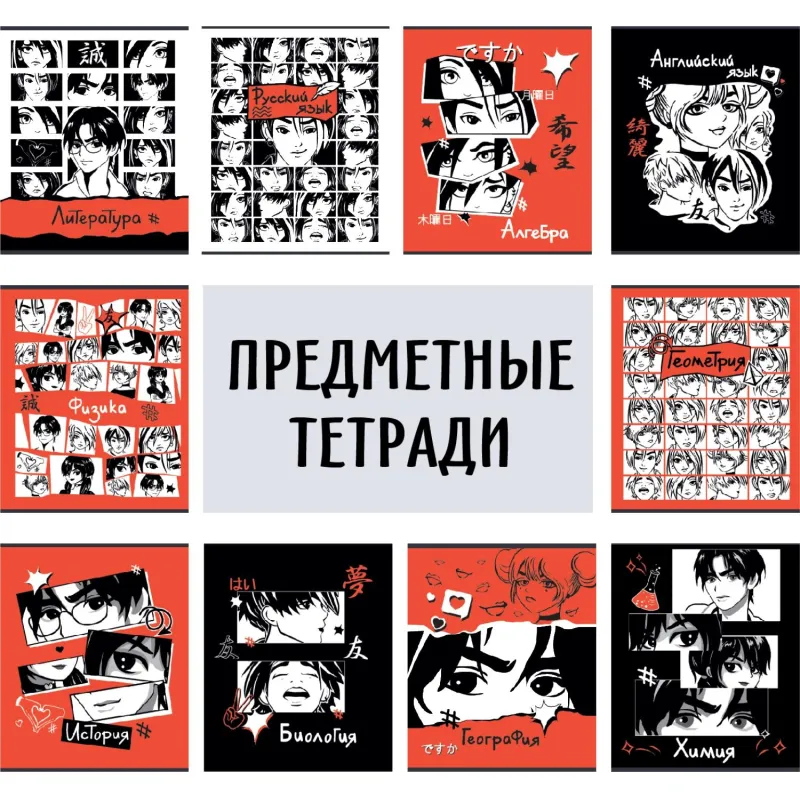 Тетрадь предметная набор №1 School Аниме 48л А5 офсет 65г/м2 10 предметов Комус Класс 1779778