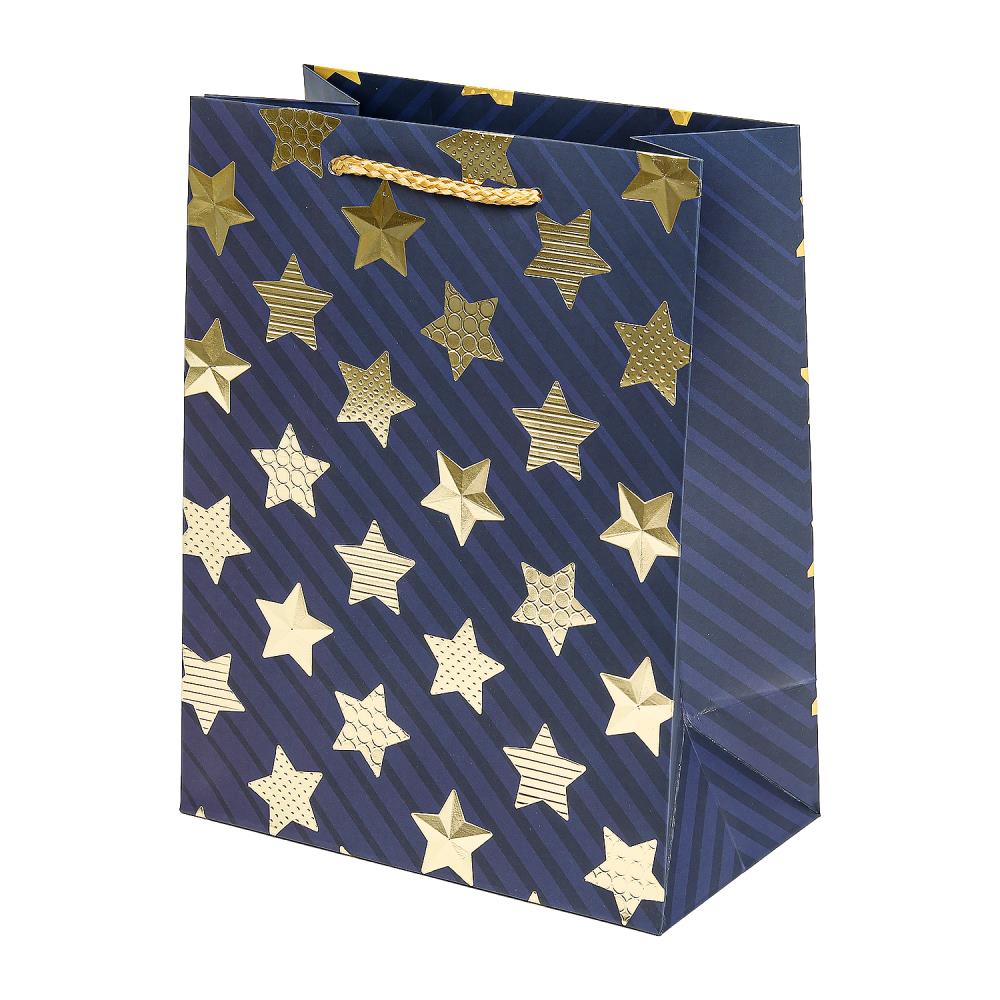 Пакет подарочный с тиснением, звезды, размер M Чудо праздник PTM-09-S3
