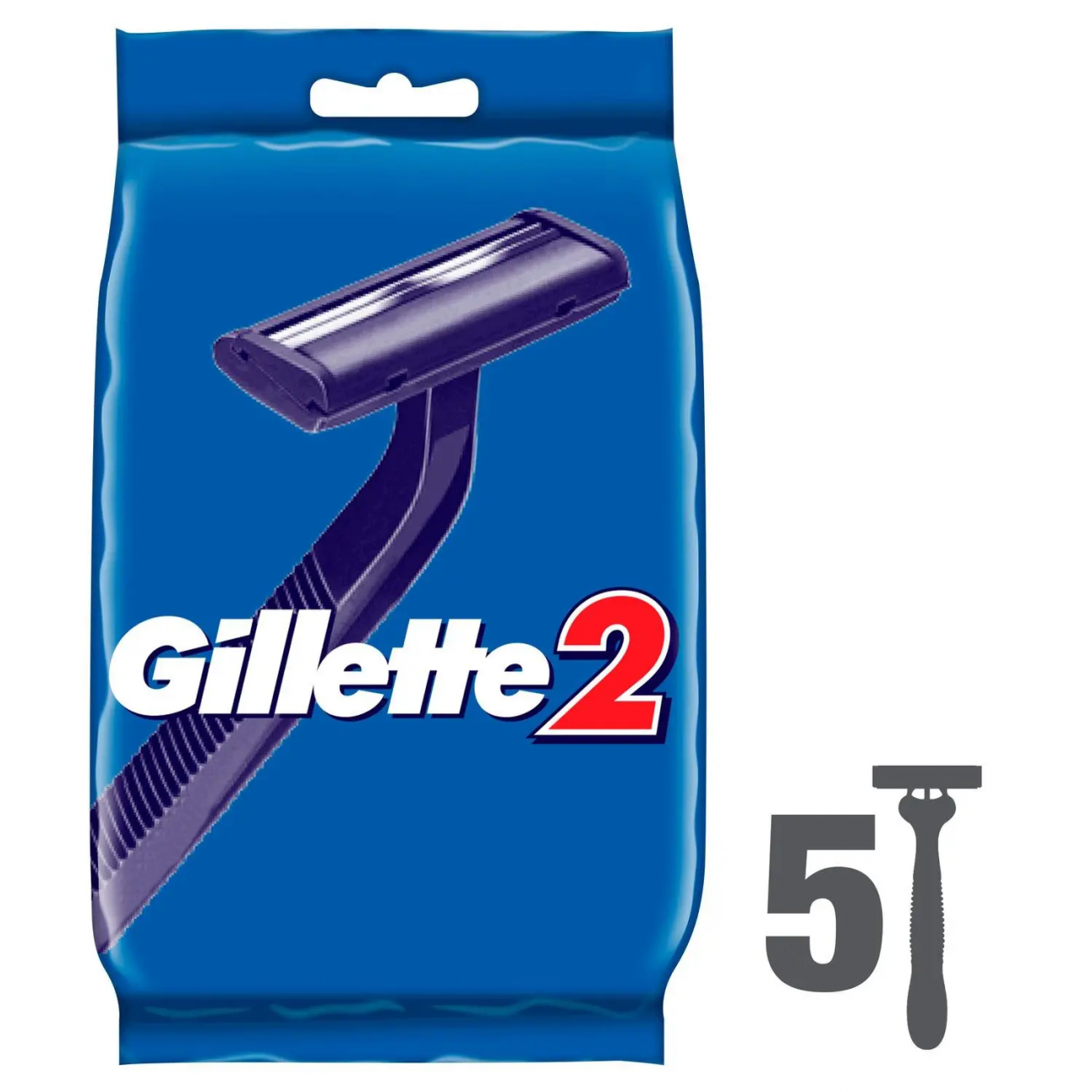 Gillette 2 Одноразовые станки (2 лезвия фиксированная головка) 5 шт (4+1 бесплатно) 7702018431281