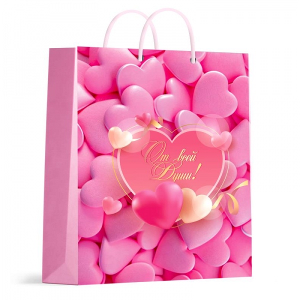 Пакет подарочный матовый, размер Xl, 33х45х15 см. сердца Чудо праздник PXL-123162-HRT