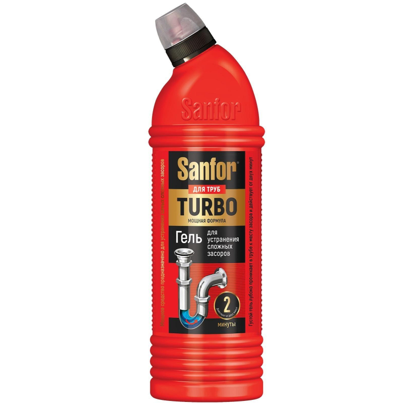 Средство для прочистки труб SANFOR TURBO 1000гр Санфор 1581375 жидкость