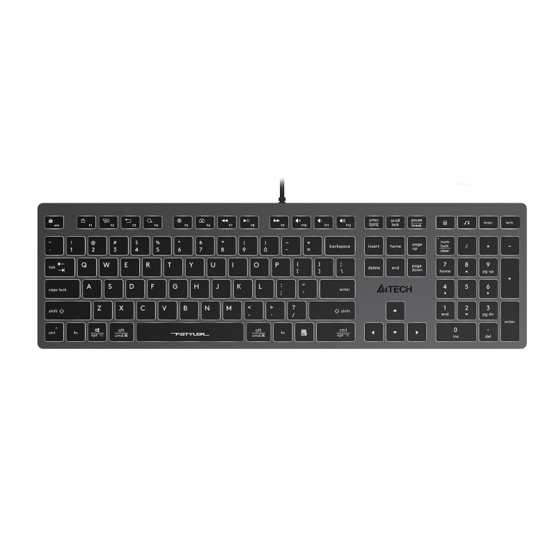 Клавиатура A4Tech Fstyler FX60H серый USB slim LED (FX60H GREY/WHITE) 1791270