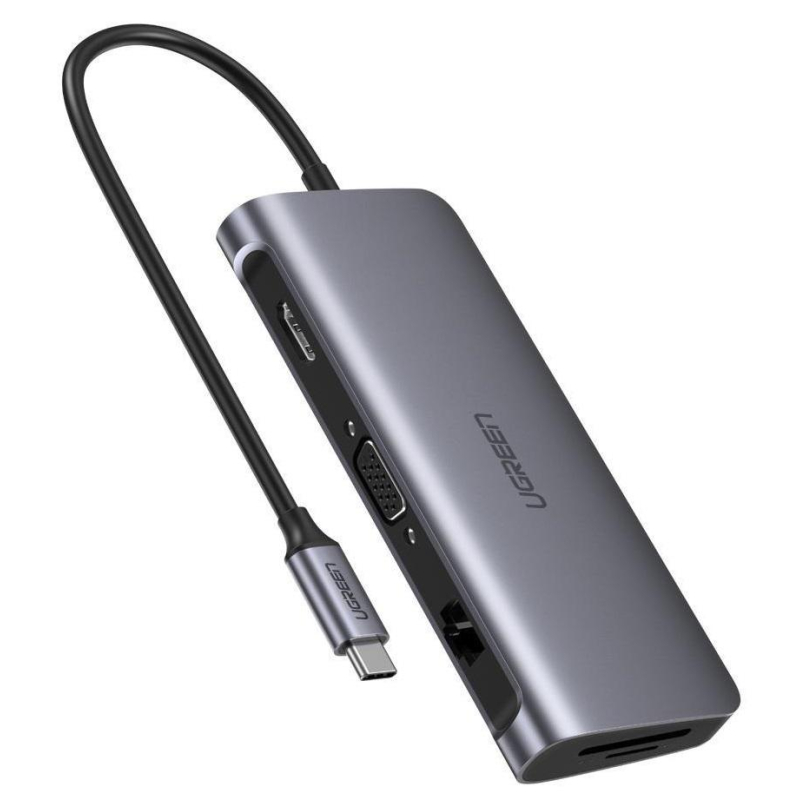 Разветвитель USB UGREEN 9 в 1, 3 x USB 3.0, HDMI, VGA, RJ45, TF/SD(40873) 1602458