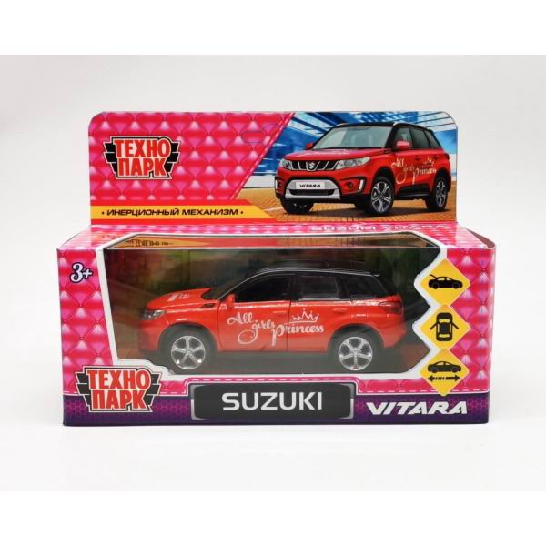 Машинка Технопарк SUZUKI VITARA девочки-принцессы, красный 12 см VITARA-12GRL-RD