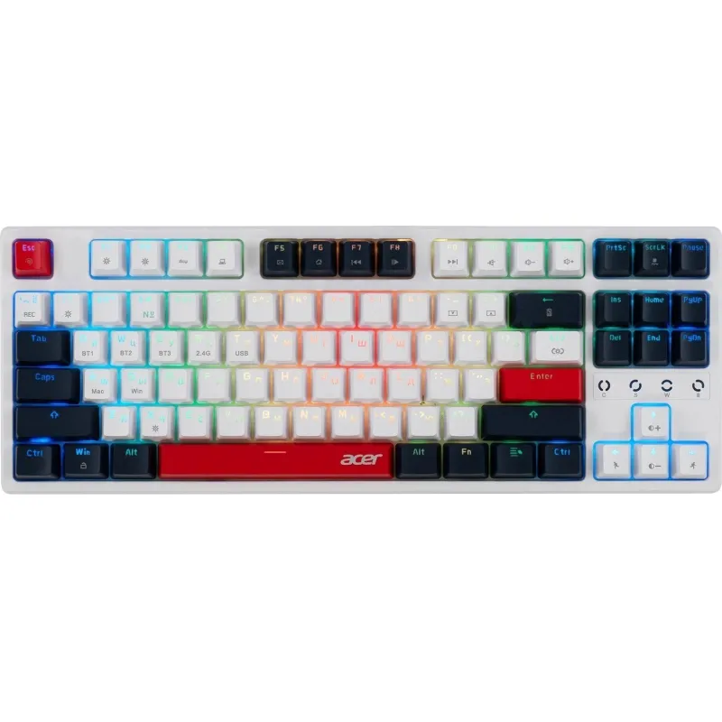 Клавиатура Acer OKR302 механич. USB беспр. BT/Radio Multimedia/gamer бел 2200794 ZL.KBDEE.016