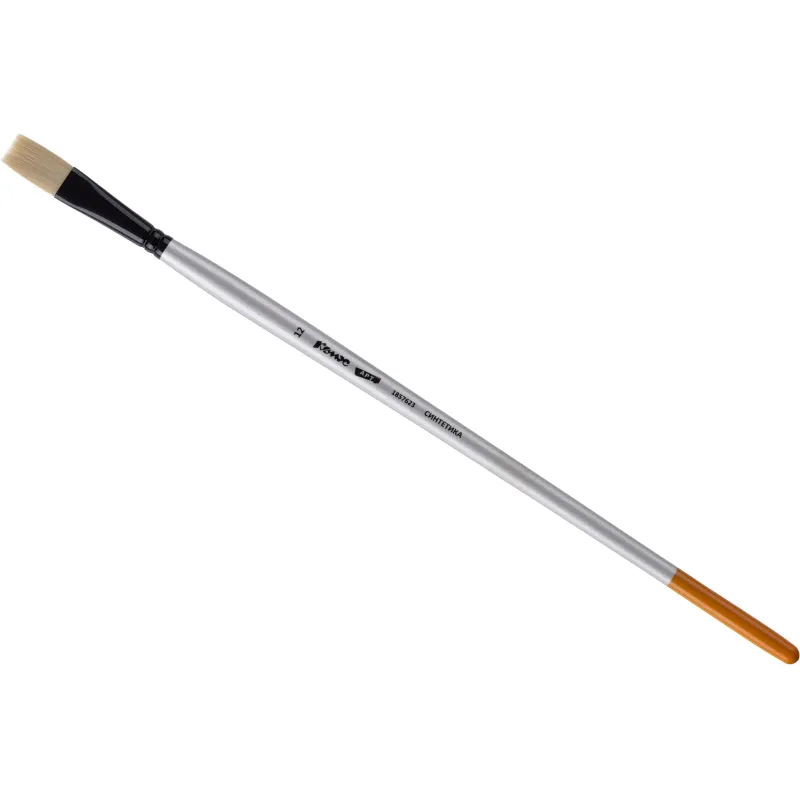 Кисть художественная Комус Арт синтетика жесткая, плоск, №12, длинная ручка 1857623