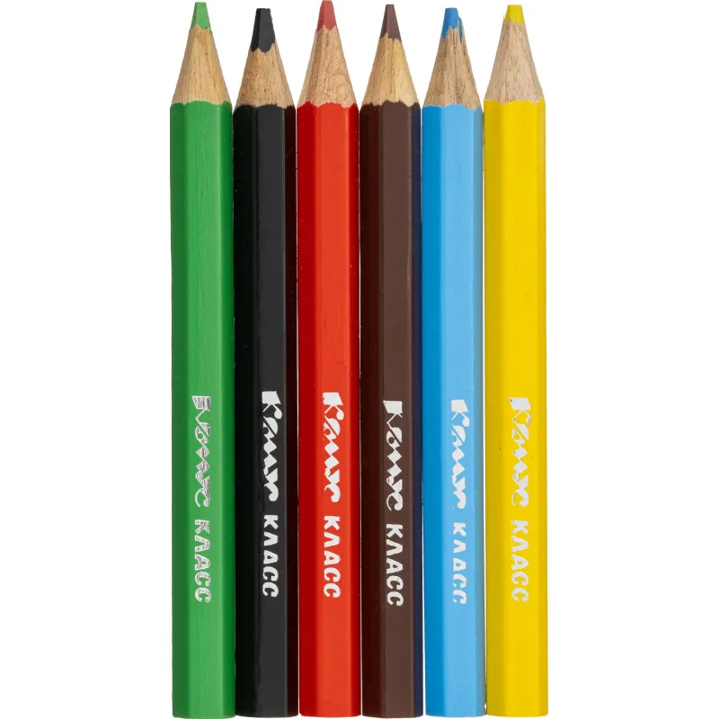 Карандаши цветные 6цв/наб6-гран №1School/Комус Класс ColorPics коротк,88мм 1781686