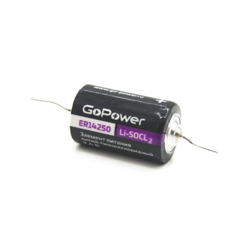 Батарейка GoPower 14250 1/2AA PC1 Li-SOCl2 3.6V с выводами 1/10/500 1674279 00-00015330