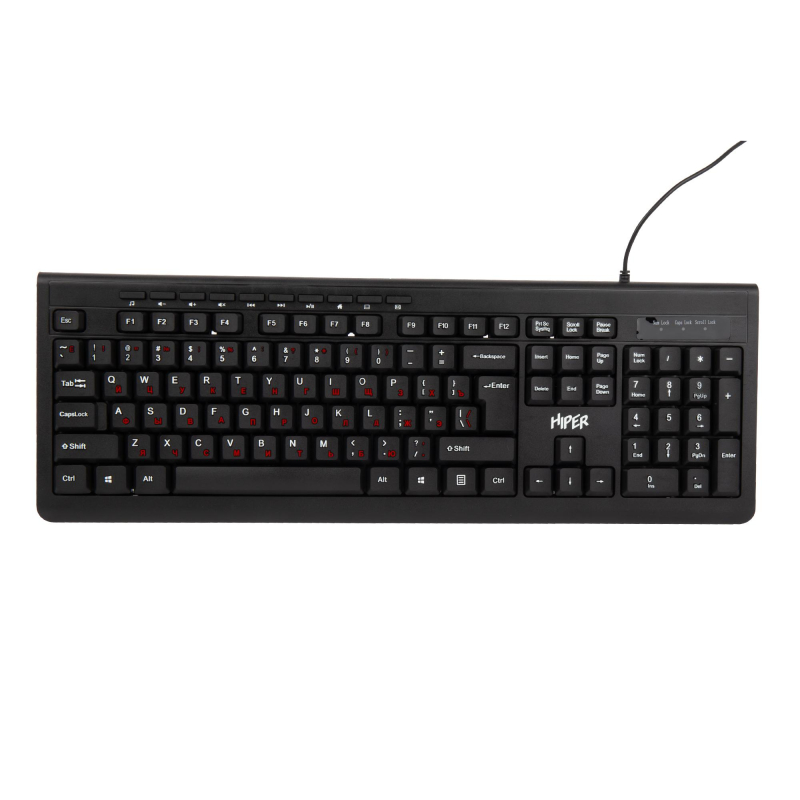 Клавиатура Hiper OK-2000 черная, USB, 114 кн., проводная 1659911