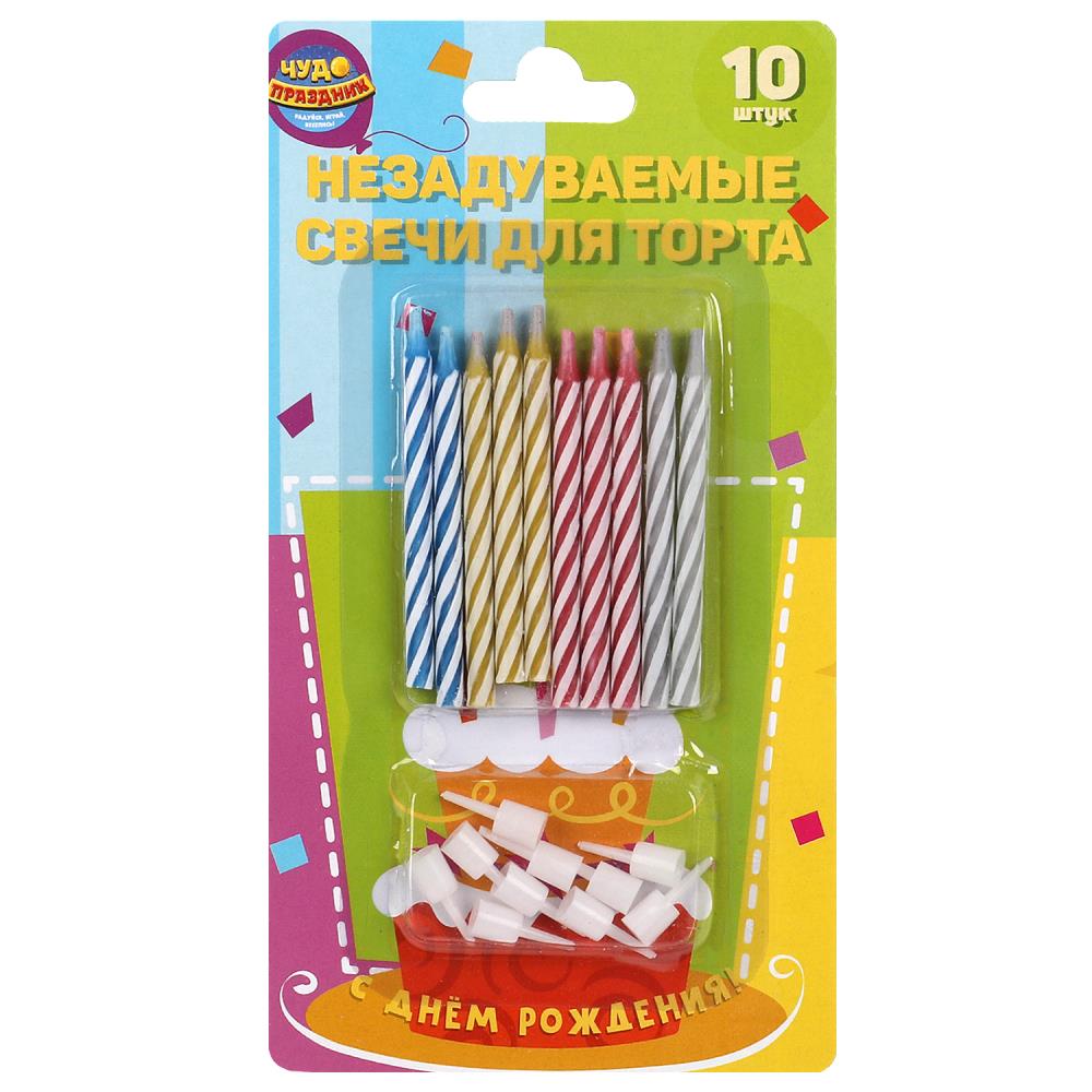 Свечи для торта 10 шт. день рождения 6 Чудо праздник MC-110103-HB6