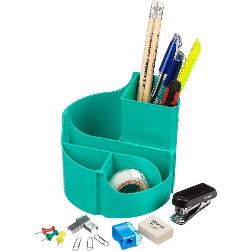 Набор настольный Attache Оптима пластиковый 14 предметов бирюзовый 6 отделений вращающийся 1202378