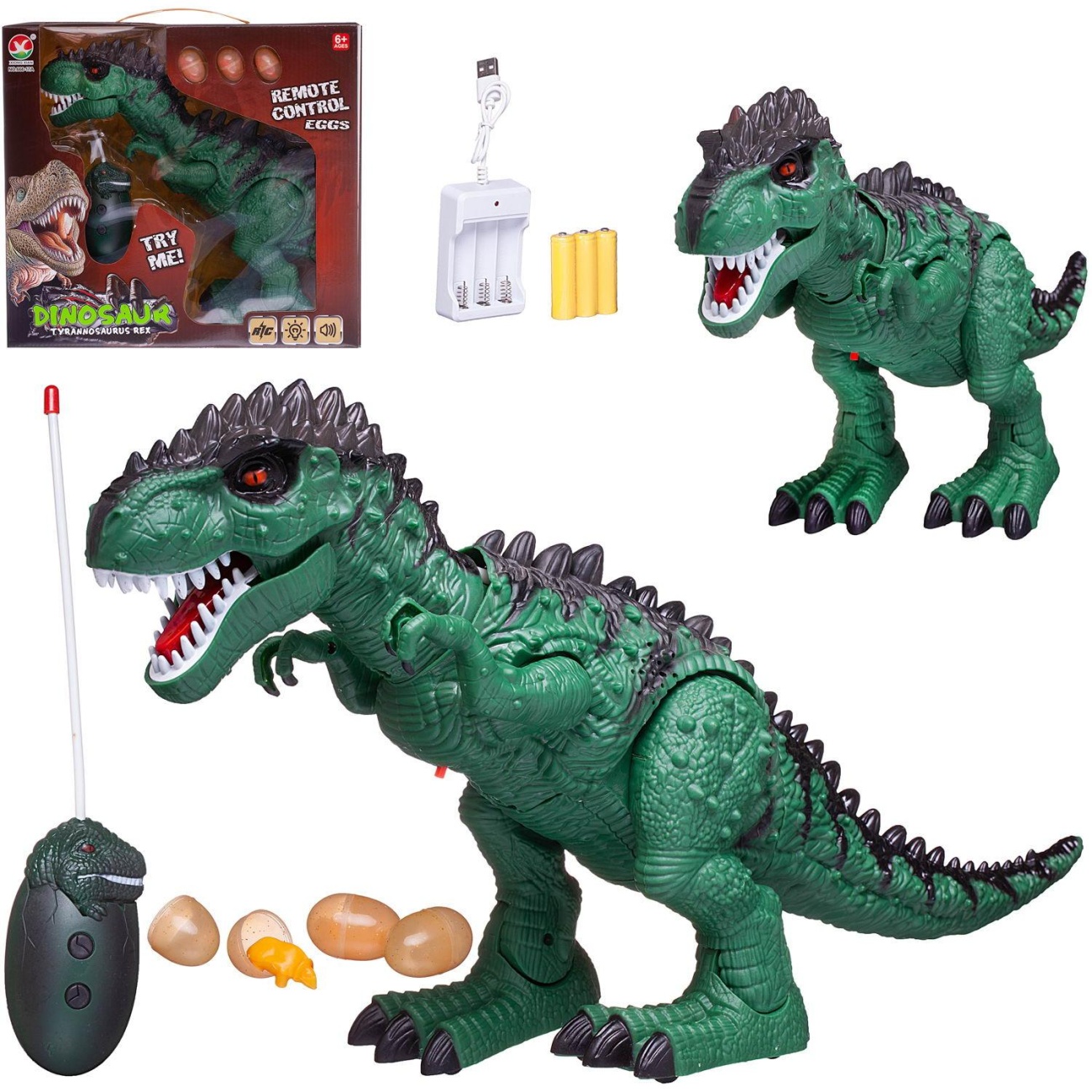 Динозавр-робот Junfa Тираннозавр на р/у, зеленый, свет/звук WB-00694/зеленый