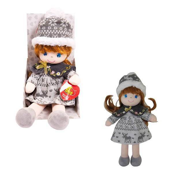 Кукла мягконабивная, в серой шапочке и фетровом платье, 36 см, ABtoys (АБтойс) M6057