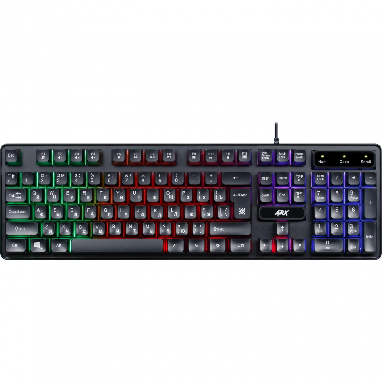 Клавиатура Defender Arx GK-196L RU проводн.игровая, радужн. подсветка 45196 2282953