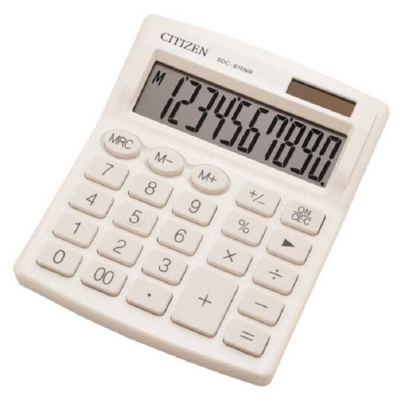Калькулятор настольный компактный Citizen SDC810NRWHE 10-разрядный белый SDC-810NRWHE 1196353