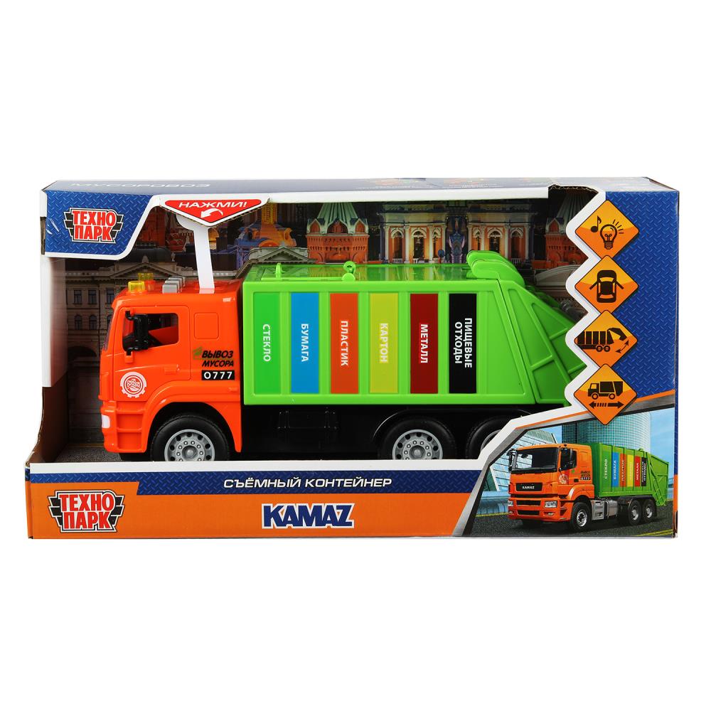 Машина свет-звук, "Камаз Мусоровоз" 30 см. зеленый Технопарк KAMGARB-30PL-OGGN (24)