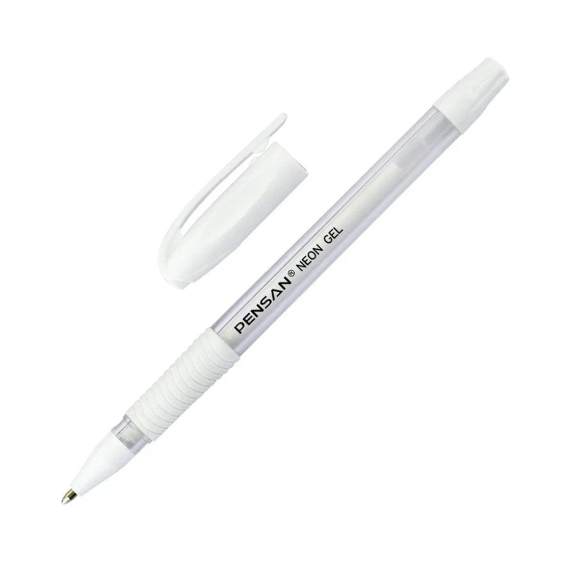 Ручка гелевая неавтомат. PENSAN NEON WHITE1,0мм,бел.черн,манж,2290/12 1599460